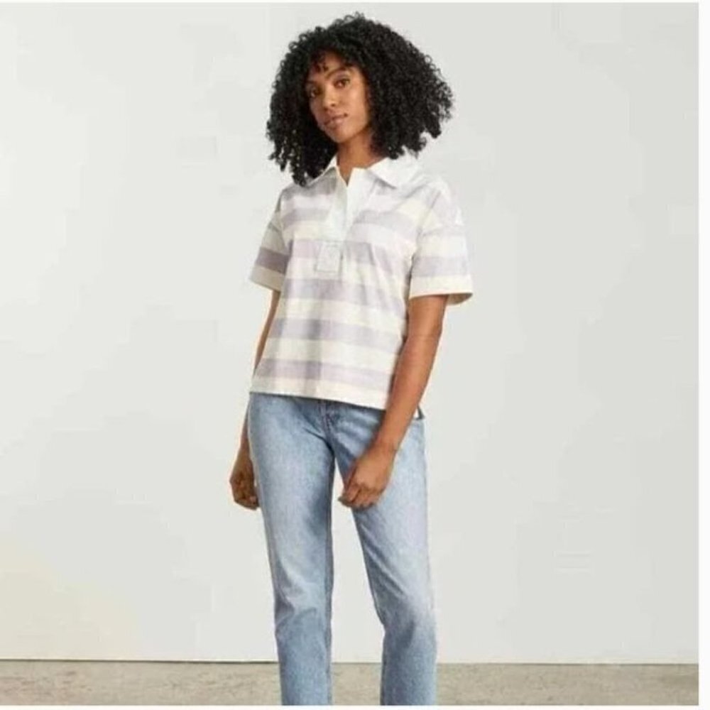 Everlane Organic Cotton Retro Striped Varsity Short Sleeve Loose Tee Shirt Small